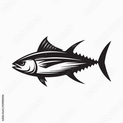 black fish vector illustration, silhouette of a fish vector, logo fish illustration