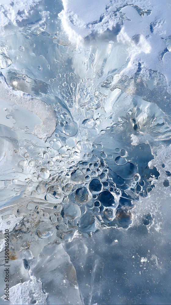 Obraz premium professional ice photography Abstract ice formation with intricate patterns. frozen art closeup sculpture light techniques