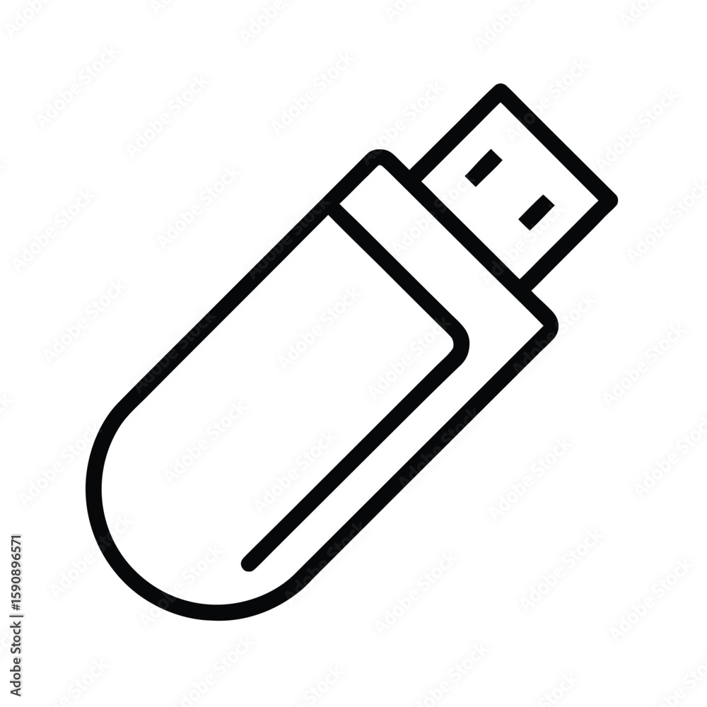 USB Drive Outline Vector Illustration USB Drive Outline Vector Illustration
