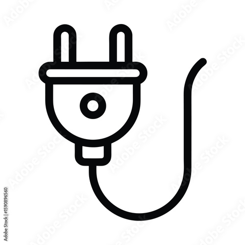 Power Plug Outline Vector Illustration