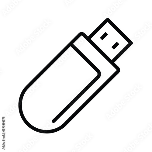 USB Drive Outline Vector Illustration
