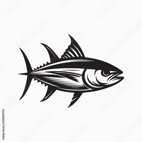 black fish vector illustration, silhouette of a fish vector, logo fish illustration