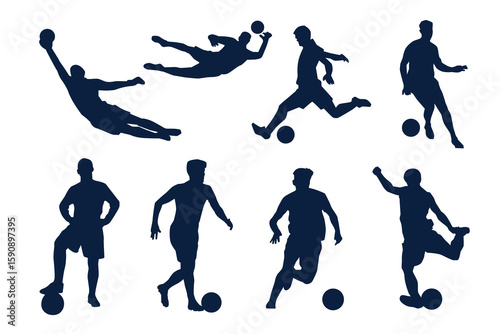 Soccer Player Silhouettes Set Isolated on White Background