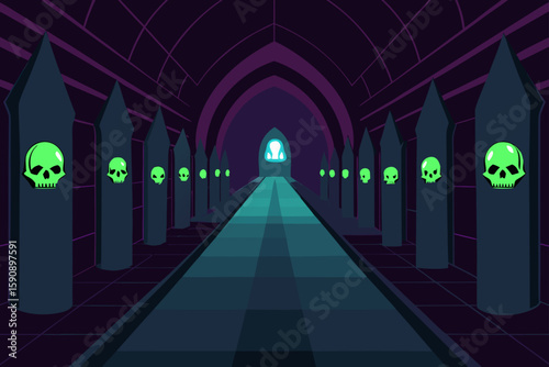 fireplace with skulls and candlelight
