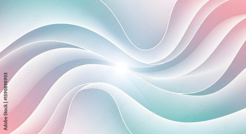 Fototapeta premium Smooth flowing pastel wave background with white highlights