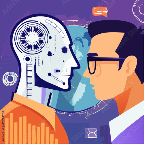 AI Revolution: Human and Robot Engaged in a Thought-Provoking Encounter – The Future is Now
