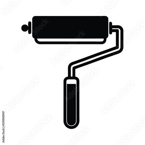 Paint Roller Outline Vector Illustration