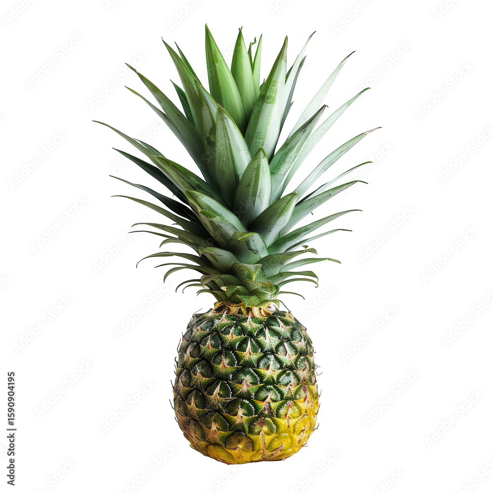 Fresh pineapple, vibrant green crown Fresh pineapple, vibrant green crown