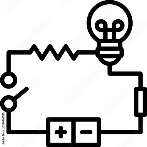 Black electrical circuit icon - outline