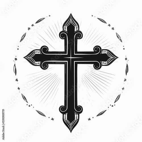 Basic black cross graphic symbolizing religious faith, hope, spirituality, Christianity, and devotion, suitable for religious literature, banners, or spiritual themes.
