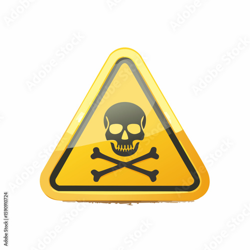 Caution symbol with a skull and crossbones inside a yellow triangle, communicating danger, toxicity, hazard, or poison, perfect for safety warnings, hazardous material tags, or press alerts.
