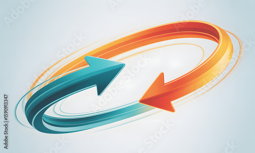 Free Download Arrows in Orbit: Dynamic abstract of arrows in a continuous, circular flow, the interplay of blue and orange hues symbolize direction, movement, and transformation. It's a visually engaging. - GFXLoad