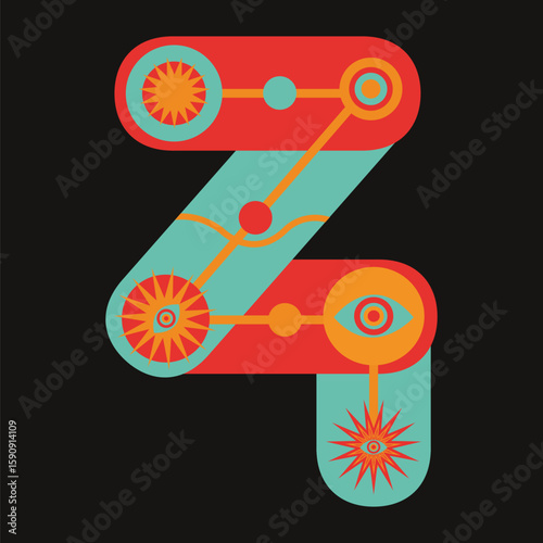 Psychedelic eye illusion pin ball design element vector