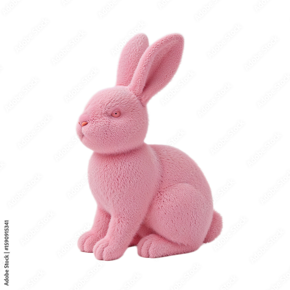 Obraz premium Charming Pink Bunny Figurine on White Background Whimsical Decoration or Cute Animal Sculpture