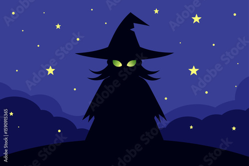 howling werewolf in dark misty night