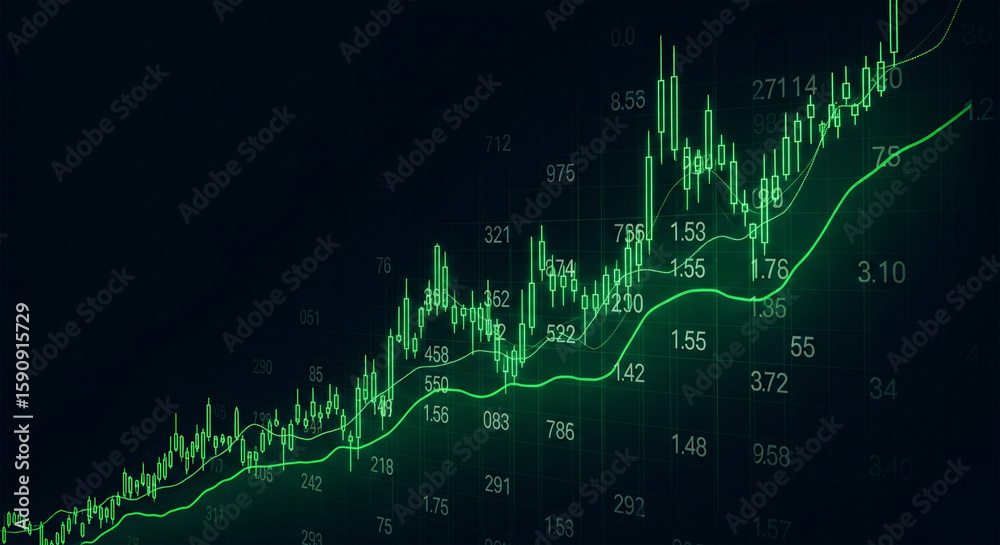 Fototapeta premium Financial Growth Chart Analyzing Stock Market Trends and Investment Strategies for Business