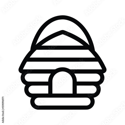 Beehive Outlined In Bold Vector Illustration