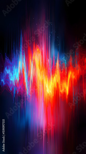Abstract Glitch Pulse Lines Abstract sound wave in vibrant colors. Digital Frequency Visual Flow Energetic Minimal Wave Aesthetic