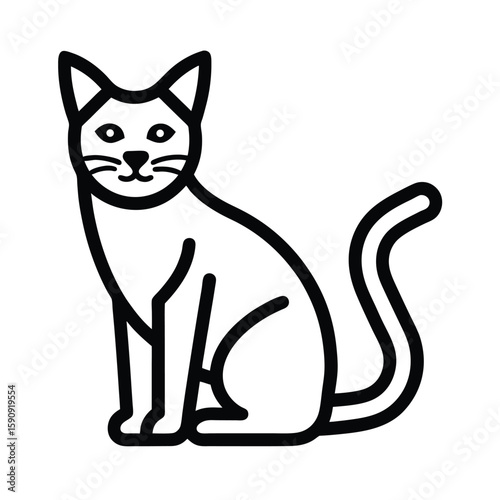 Cat Outlined In Bold Vector Illustration