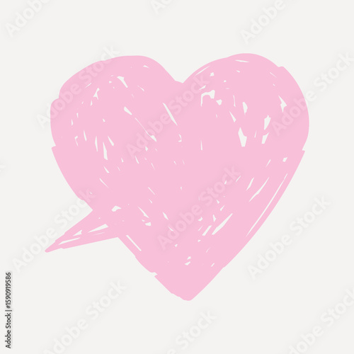 Pink heart doodle illustration vector