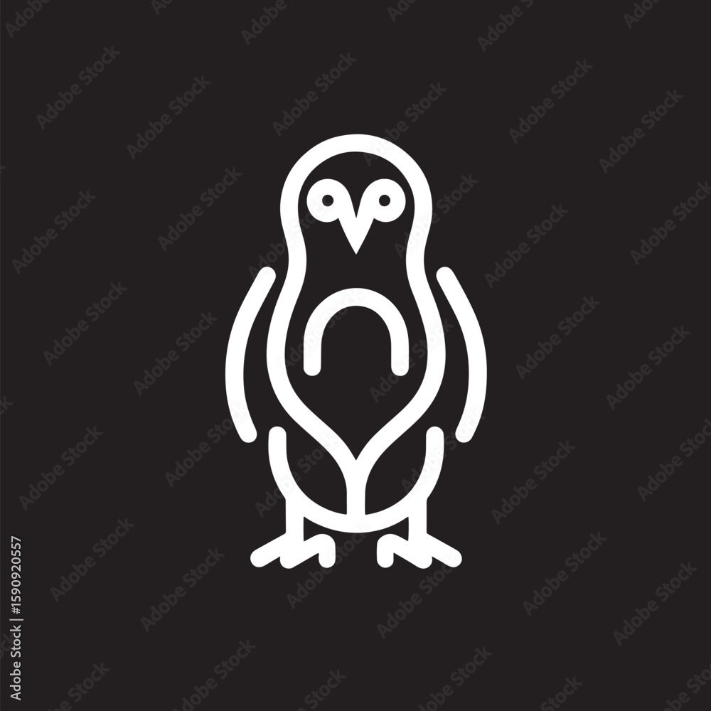 Naklejka premium Penguin icon on a black background. Vector illustration, EPS 10