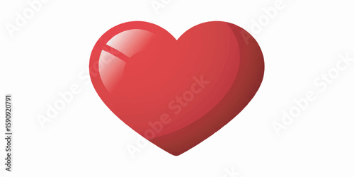High-resolution vector heart illustration featuring smooth contours and a soft red gradient for a glossy