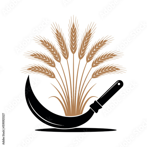Wheat stalks and sickle grain harvest