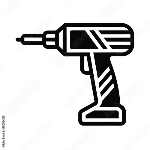Drill Outlined In Bold Vector Illustration