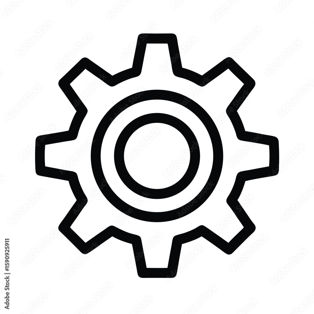 Gear Outlined In Bold Vector Illustration Gear Outlined In Bold Vector Illustration