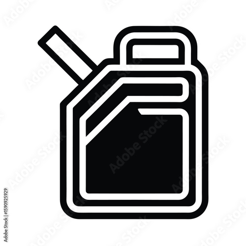 Gas Can Outlined In Bold Vector Illustration