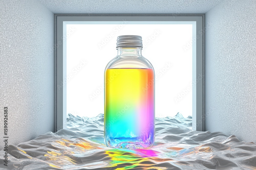 Obraz premium Colorful bottle on a textured surface.