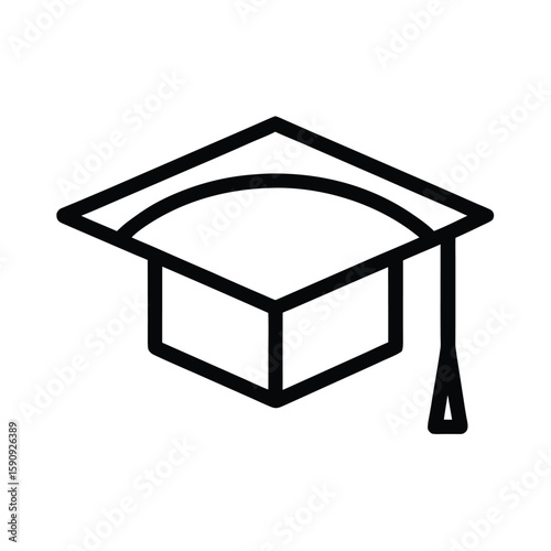 Graduation Cap Outline Vector Illustration