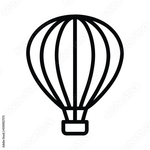 Hot Air Balloon Outline Vector Illustration