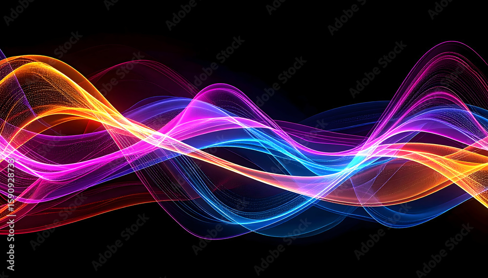 Fototapeta premium Abstract Colorful Light Waves Flowing on Dark Background