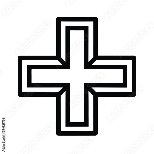 Medical Cross Outline Vector Illustration