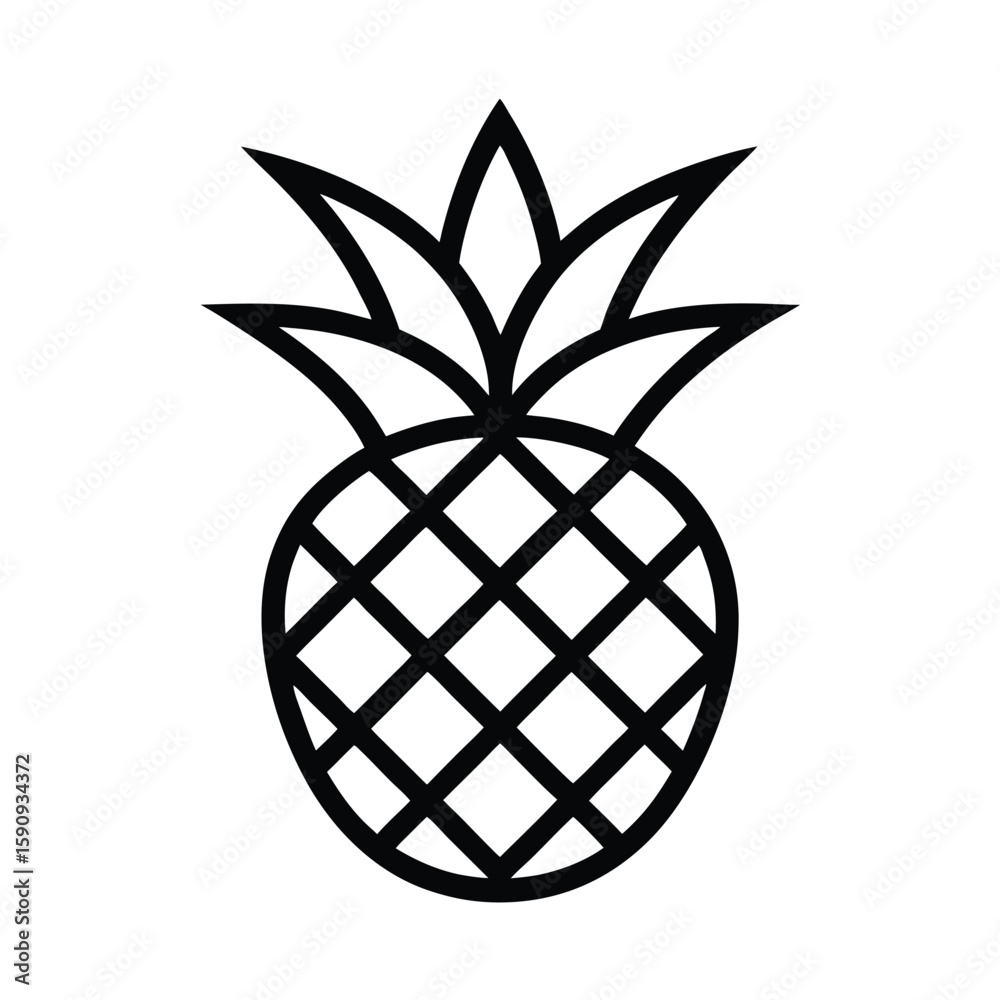 Obraz premium Pineapple Outlined Icon Vector Illustration