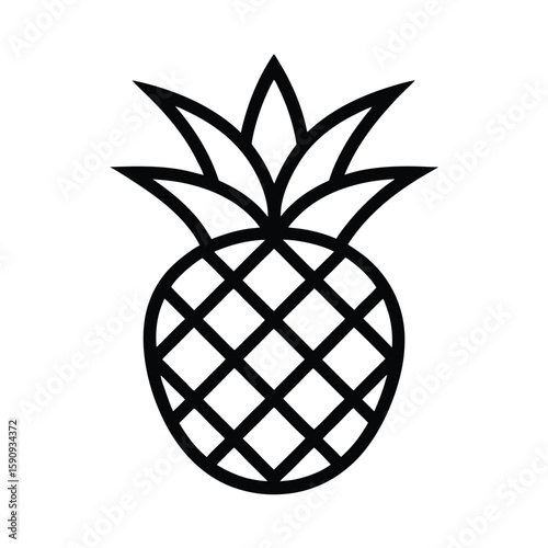 Pineapple Outlined Icon Vector Illustration