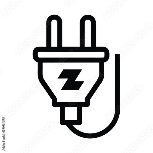 Power Plug Outlined Icon Vector Illustration