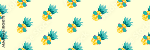 Pineapple pattern seamless summer background.