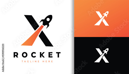 Letter X with Rocket Logo