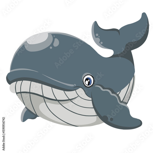 Cartoon Illustration of a Gray Whale