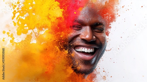 Vibrant Expression of Joy with Colorful Powder Explosion