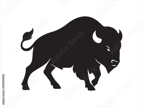 Bison buffalo silhouette vector. Buffalo icon silhouette vector illustration.