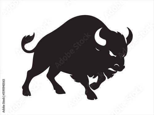 Bison buffalo silhouette vector. Buffalo icon silhouette vector illustration.