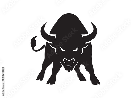 Bison buffalo silhouette vector. Buffalo icon silhouette vector illustration.