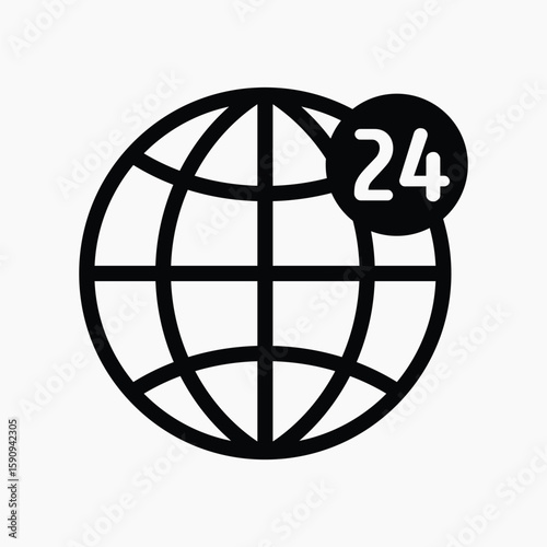 24 hour network flat icon vector