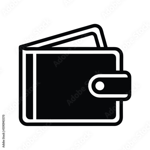 Wallet Outlined In Bold Vector Illustration