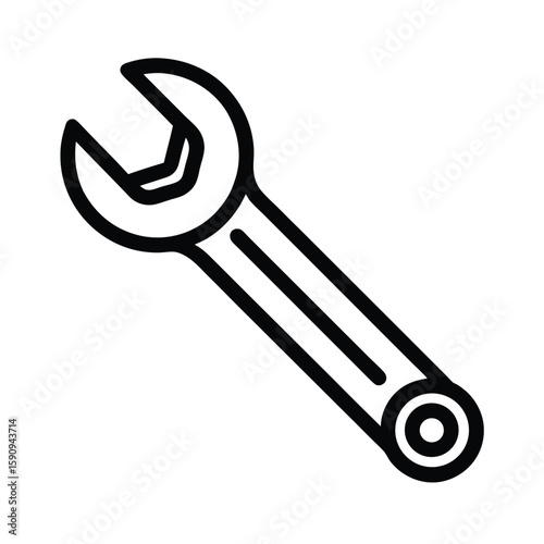 Wrench Outlined In Bold Vector Illustration