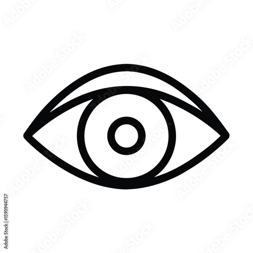 Eye Outlined In Bold Vector Illustration