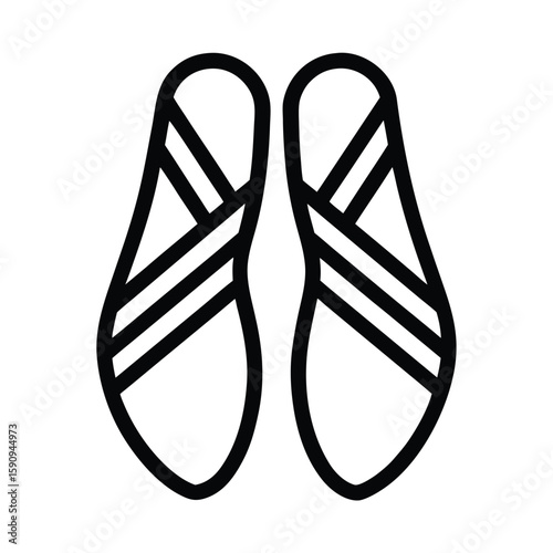 Ballet Shoes Outlined Icon Vector Illustration